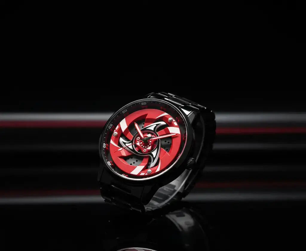 Naruto inspired spinning rim watch with anime dial design