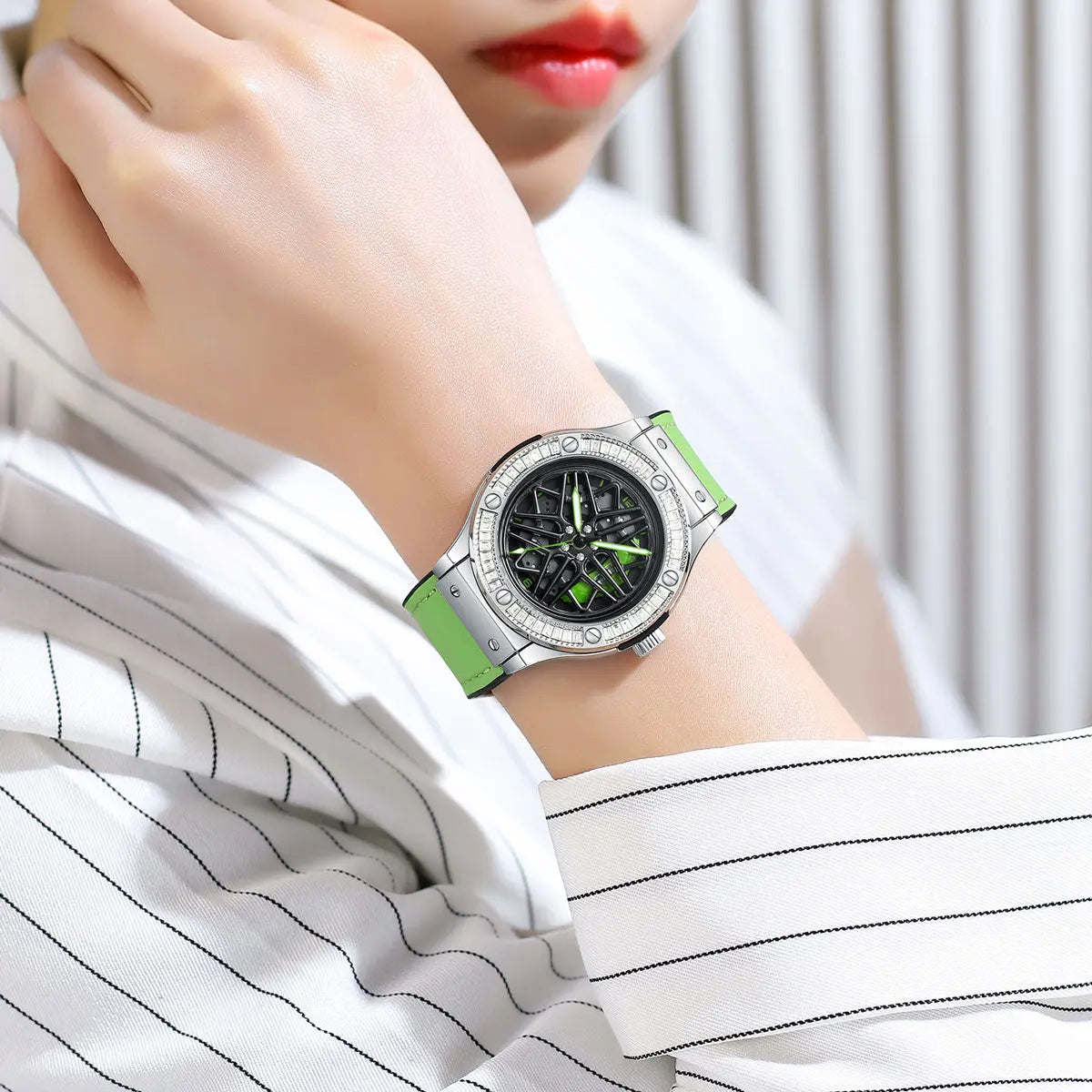 HMN S6 Diamond Lady Watch: Elegant Women's Audi Rim Wheel Luxury Sport Timepiece