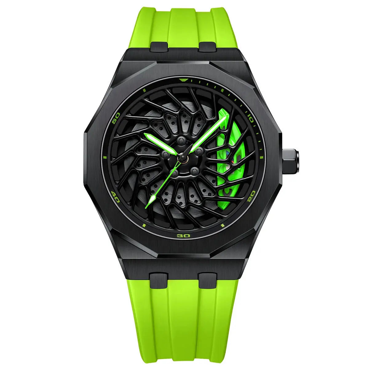 HMN Bimmer i8 Dynamic Spinning Wheel Racing Watch with Durable Silicone Strap