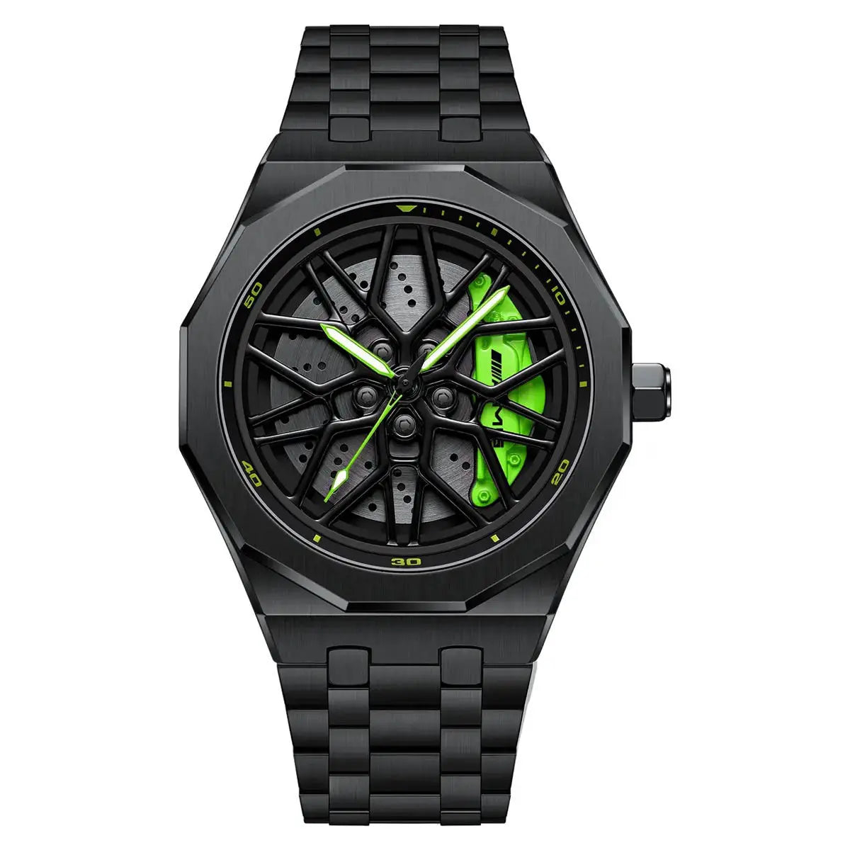 HMN Petronas G55 Brushed Steel Strap Watch - Mercedes-AMG Inspired Wheel Design
