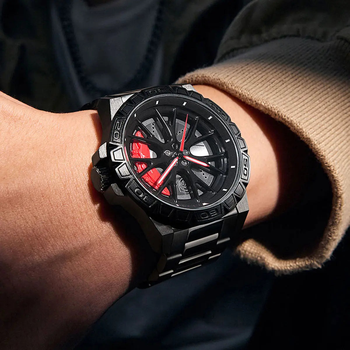 HMN Hellcat SC707 48mm Men's Stainless Steel Automotive Wheel Watch