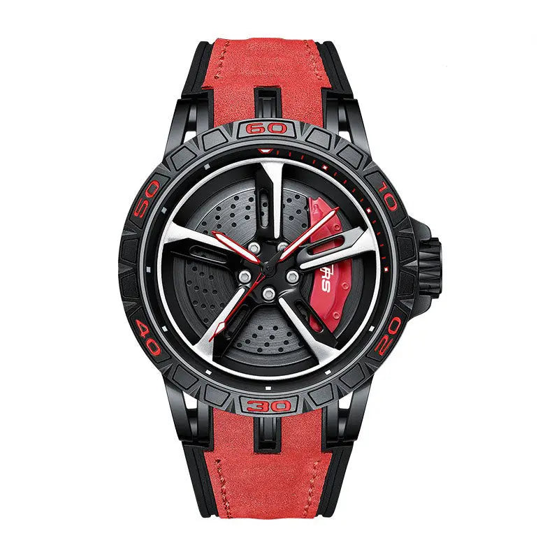 HMN Bavaria RS7 Sporty Racing Watch: Spinning Wheel, Sapphire Glass, Nylon Leather Strap