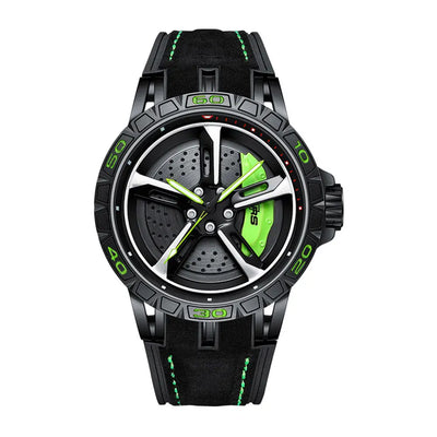 HMN Bavaria RS7 Sporty Black Men's Racing Watch with Spinning Wheel