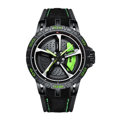 HMN Bavaria RS7 Sporty Black Men's Racing Watch with Spinning Wheel