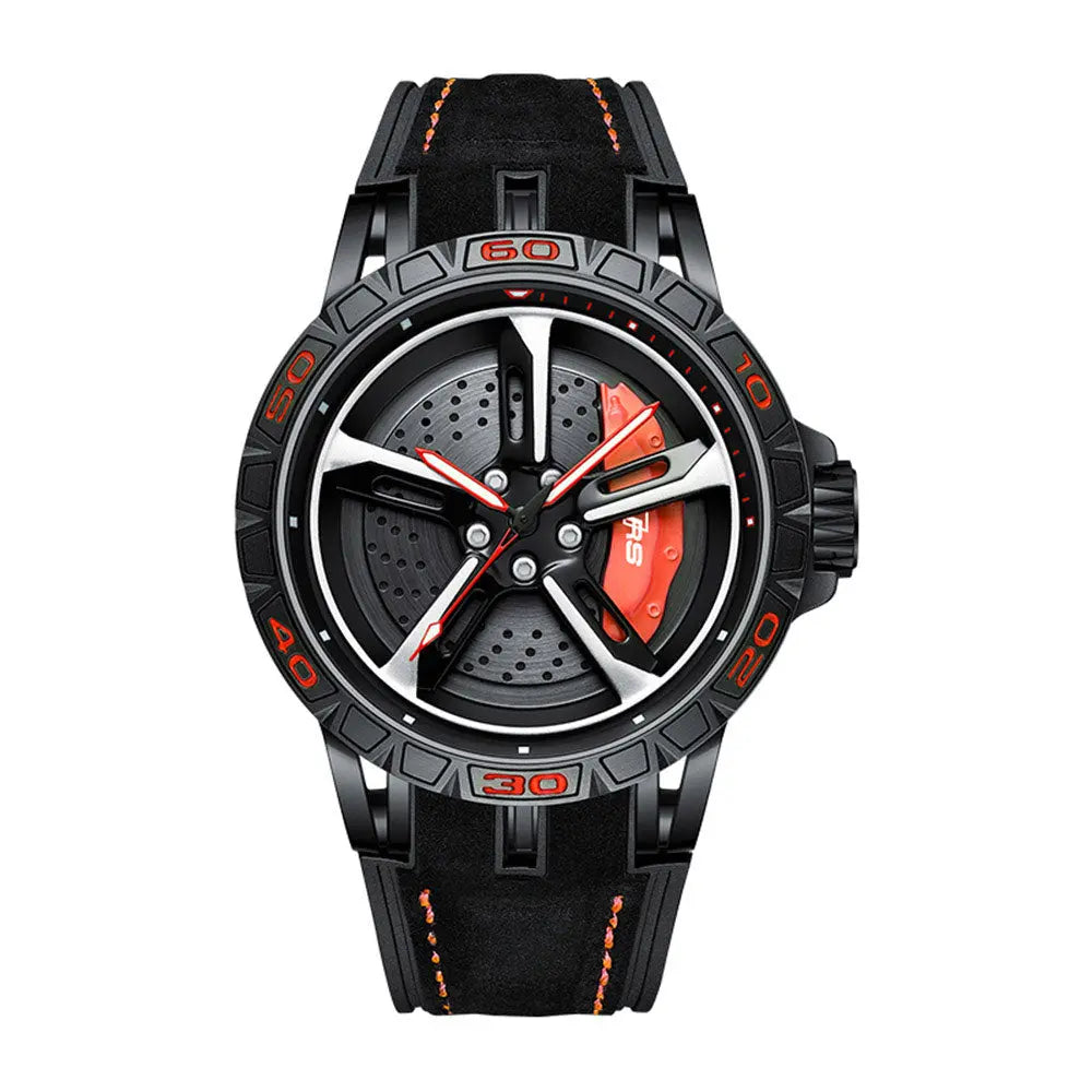 HMN Bavaria RS7 Sporty Black Men's Racing Watch with Spinning Wheel