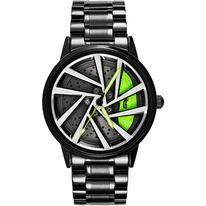 HMNWatch Bavaria RS Men's Racing Watch - Audi RS Rim Design Spinning Wheel
