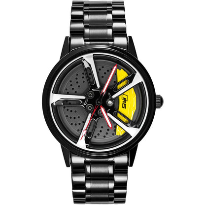 HMNWatch Bavaria RS7 Men's Luxury Racing Rim Watch with Spinning Wheel