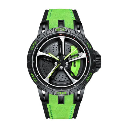 HMN Bavaria RS7 Sporty Racing Watch: Spinning Wheel, Sapphire Glass, Nylon Leather Strap