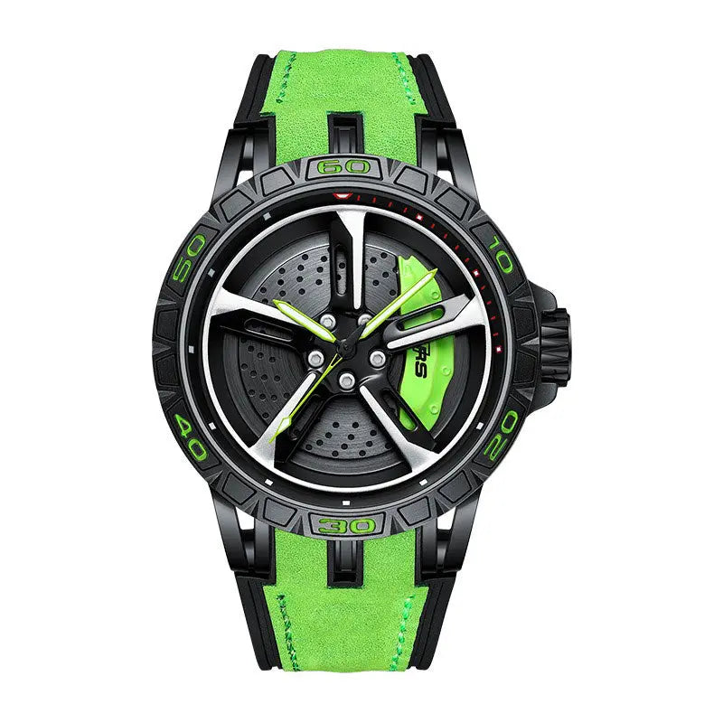 HMN Bavaria RS7 Sporty Racing Watch: Spinning Wheel, Sapphire Glass, Nylon Leather Strap