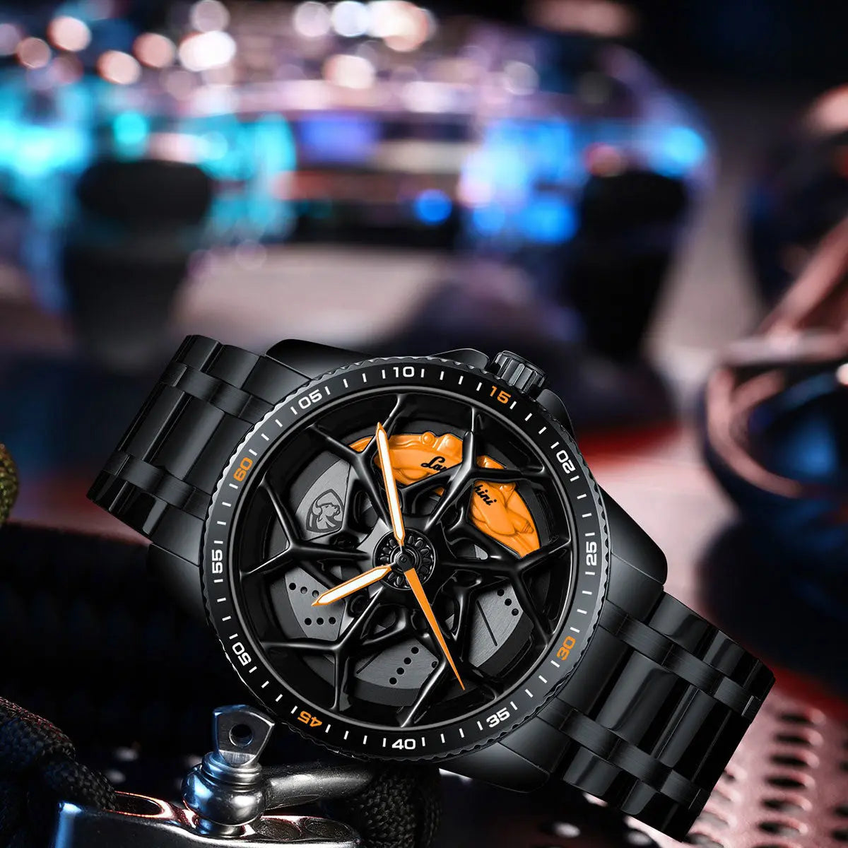 Luxury HMN Avento SV Sports Car Enthusiast Spinning Rim Wheel Watch