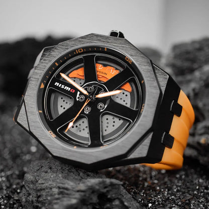 Nismo GTR Enthusiast Silicone Rim Watch: Durable Quartz Movement, Sapphire Glass