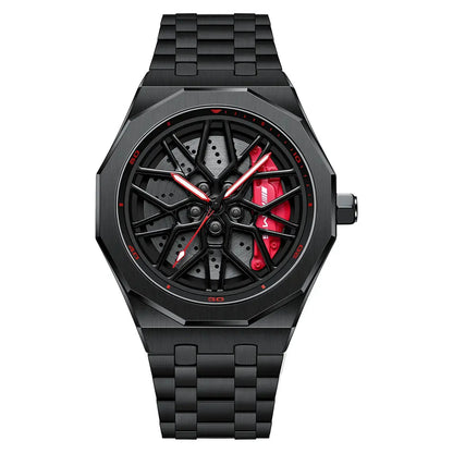 HMN Petronas G55 Brushed Steel Strap Watch - Mercedes-AMG Inspired Wheel Design
