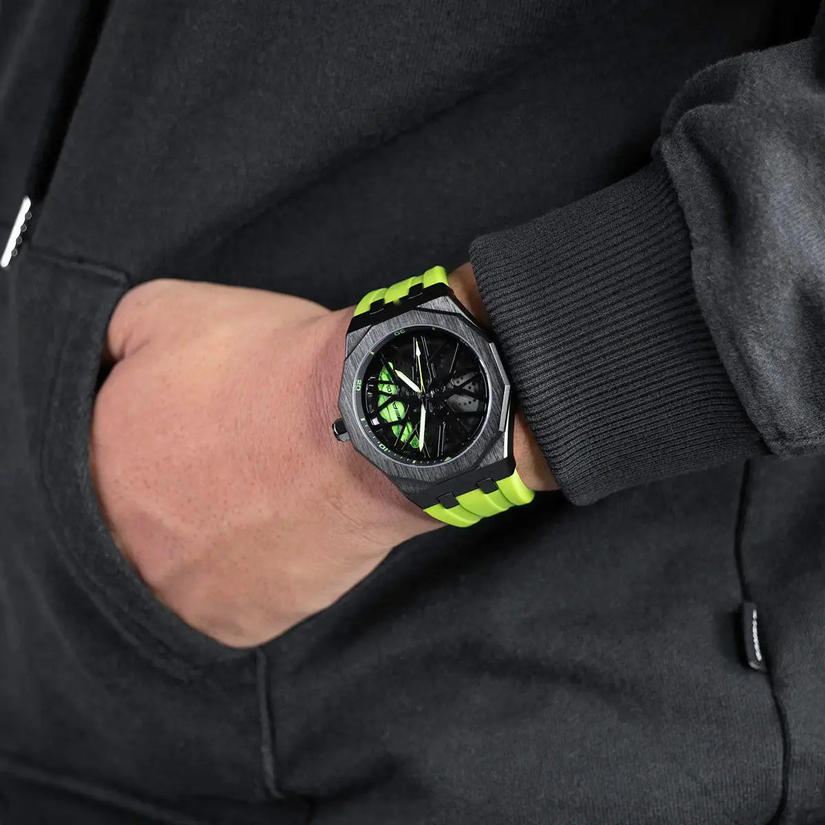 HMNWatch Petronas G55 Mercedes AMG Rim Watch: Sapphire Glass, Silicone Strap