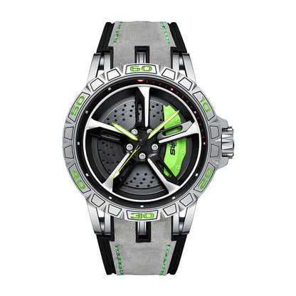 Bavaria RS7 Sporty Silver Rim Watch: Premium Car Wheel Timepiece