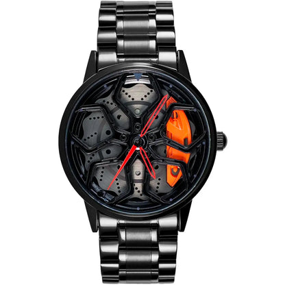HMNWatch Aventador Luxury Car Wheel Watch - Racing Enthusiast Sapphire Glass