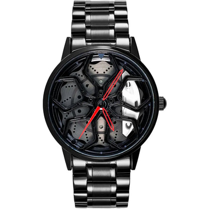 HMNWatch Aventador Luxury Car Wheel Watch - Racing Enthusiast Sapphire Glass