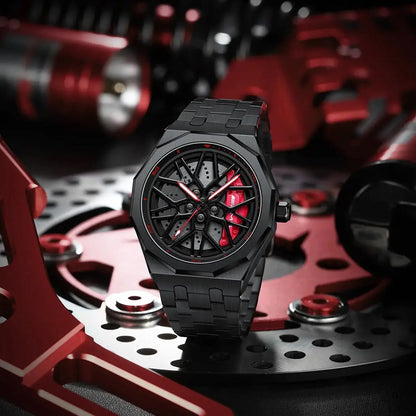 HMN Petronas G55 Brushed Steel Strap Watch - Mercedes-AMG Inspired Wheel Design