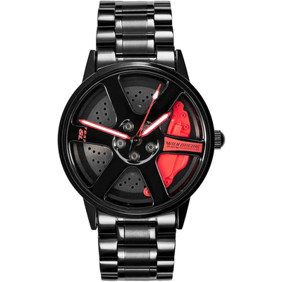 HMNWatch Volk TE-37 Spinning Car Wheel Rim Watch with Sapphire Glass