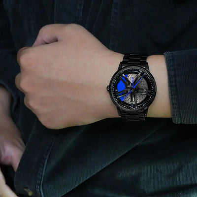 HMNWatch Corvette C8 Muscle Rim Watch: Sapphire Glass, Racing Wheel Design