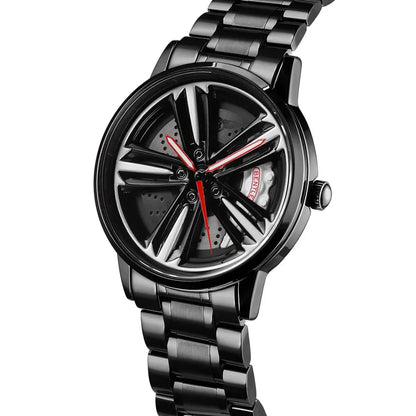 HMN Continental GT Luxury Racing Watch: Multi-Spoke Dial, Polished Steel Finish