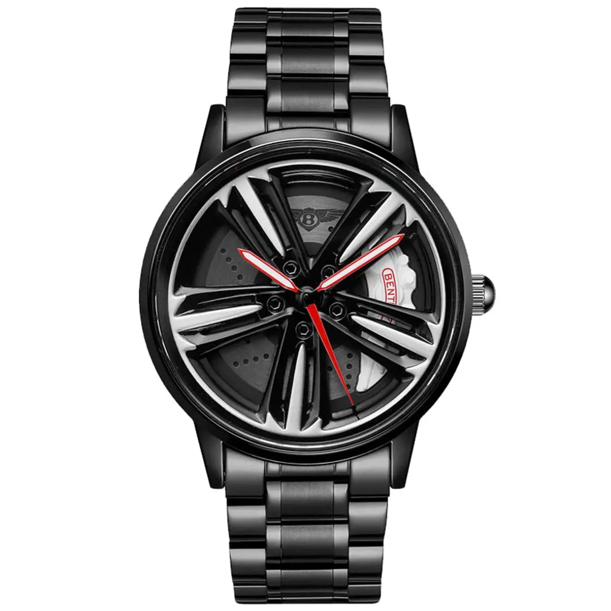 HMN Continental GT Luxury Racing Watch: Multi-Spoke Dial, Polished Steel Finish