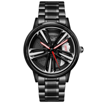 HMN Continental GT Luxury Racing Watch: Multi-Spoke Dial, Polished Steel Finish
