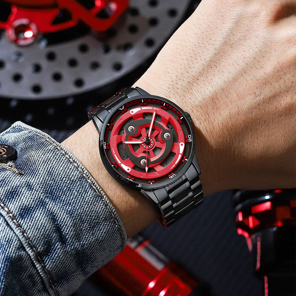 Warborn Flame Madara Edition Spinning Watch - Stainless Steel Anime Inspired Timepiece