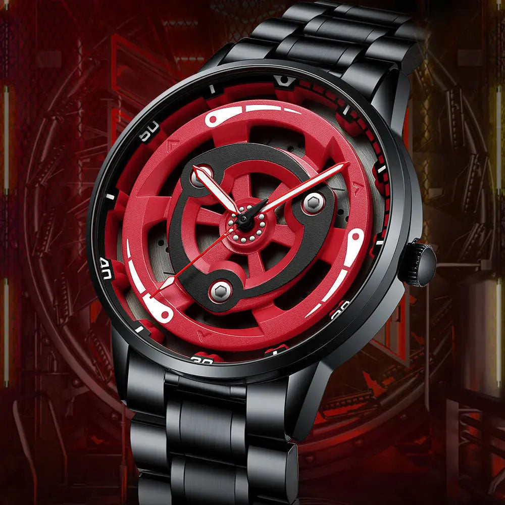 Warborn Flame Madara Edition Spinning Watch - Stainless Steel Anime Inspired Timepiece