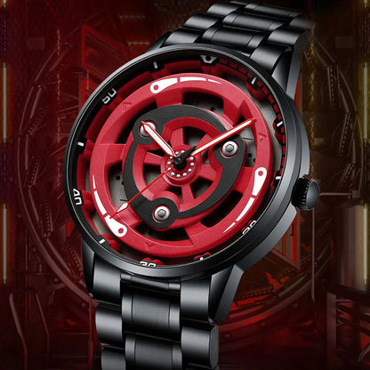 Warborn Flame Madara Edition Spinning Watch - Stainless Steel Anime Inspired Timepiece